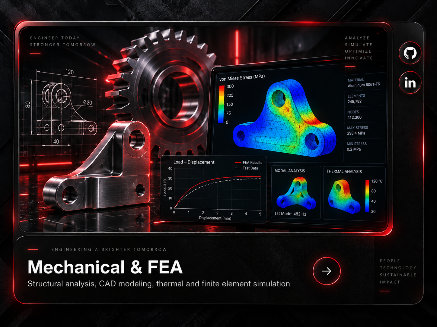 Vehicle Suspension Arm FEA using ANSYS Mechanical project simulation preview