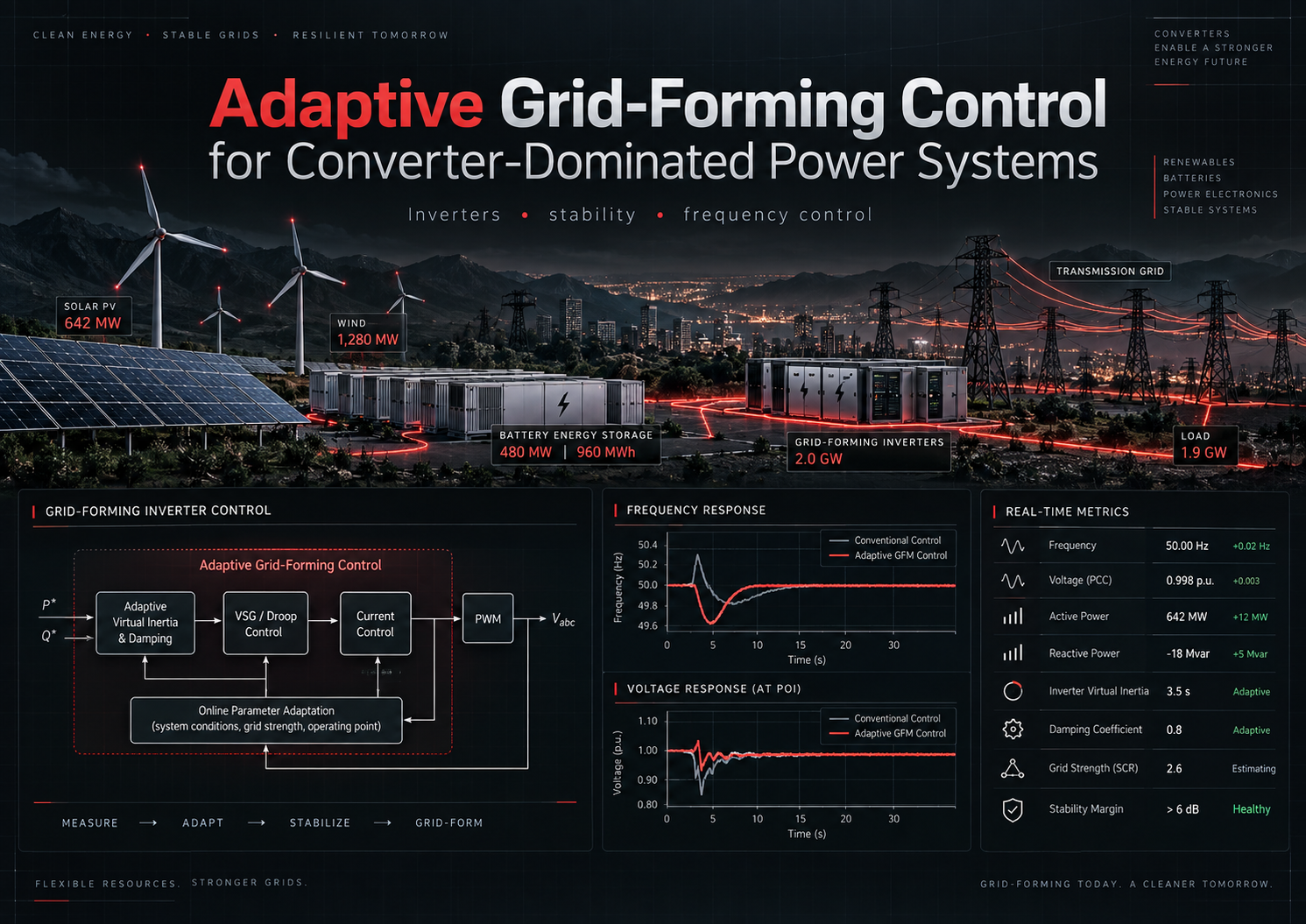 Adaptive Grid-Forming Inverter Control using MATLAB / Simulink project simulation preview