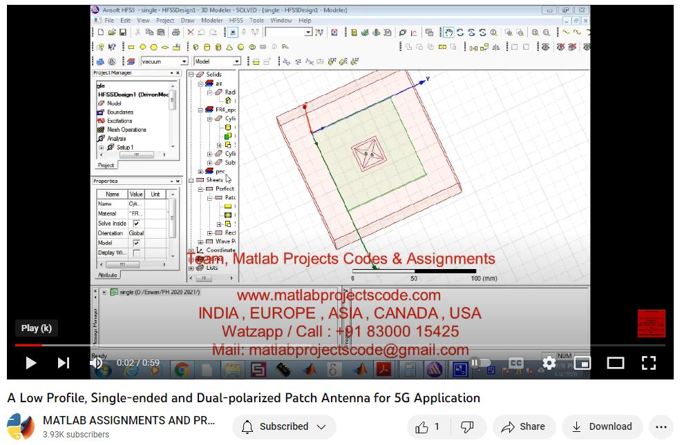 A Low Profile Single-Ended And Dual-Polarized Patch Antenna For 5G Application project simulation thumbnail for Electromagnetics and RF Engineering