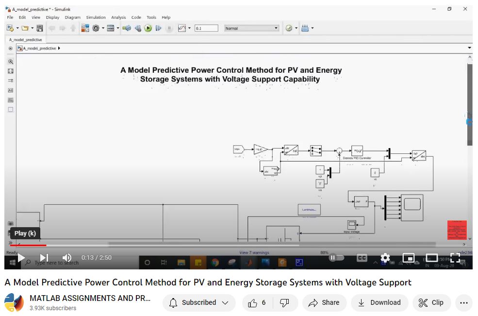 A Model Predictive Power Control Method For Pv And Energy Storage Systems With Voltage Support project simulation thumbnail for Renewable Energy Engineering