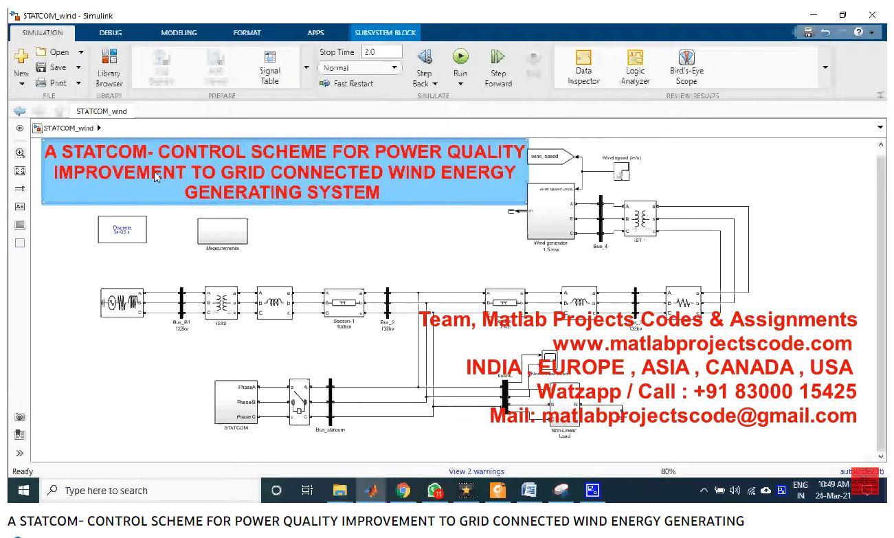 A Statcom- Control Scheme For Power Quality Improvement To Grid Connected Wind Energy Generating project simulation thumbnail for Renewable Energy Engineering