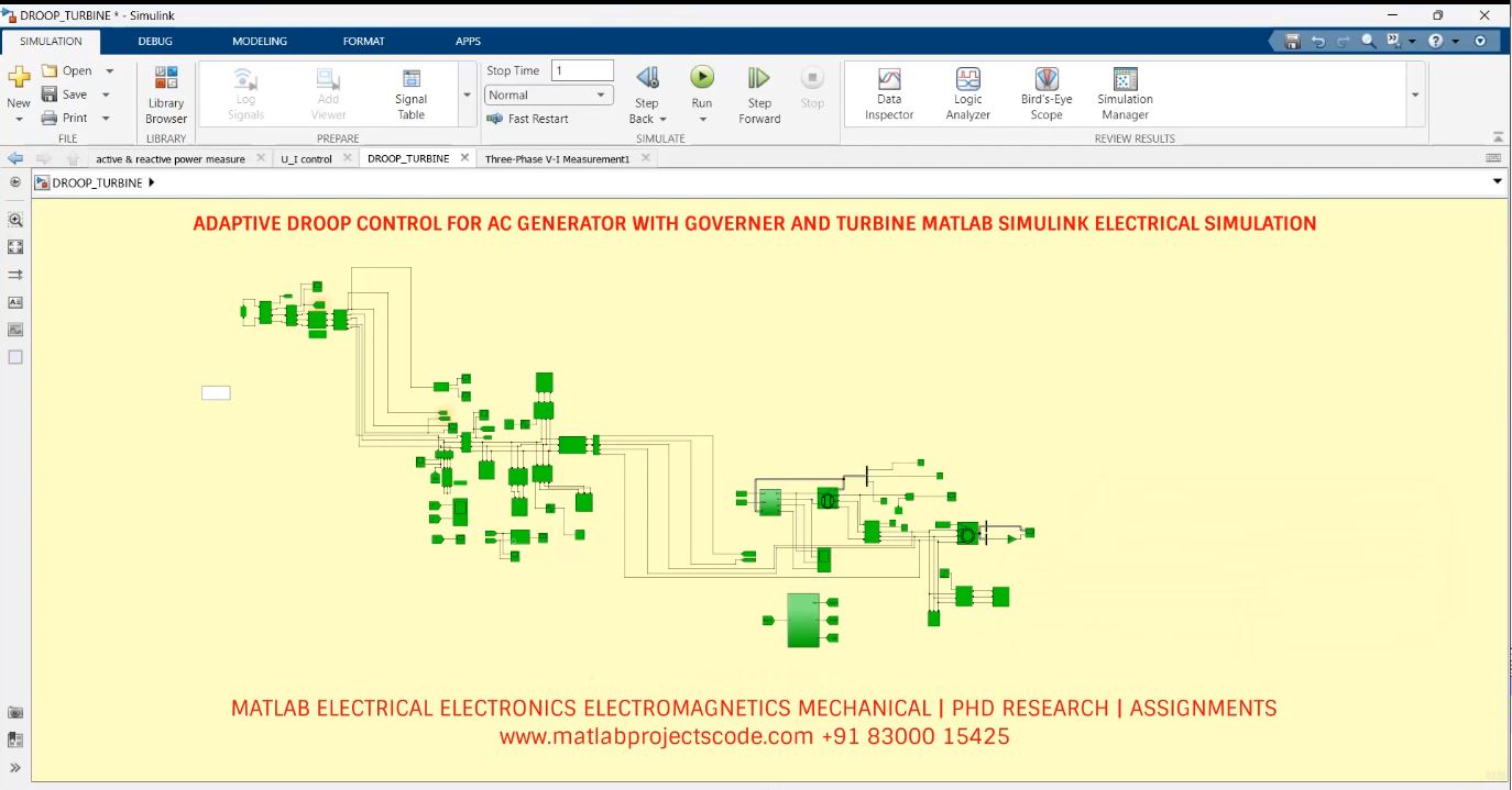 Adaptive Droop Control For Ac Generator With Governer And Turbine Matlab Simulink Electrical Simulation 1 project simulation thumbnail for Renewable Energy Engineering