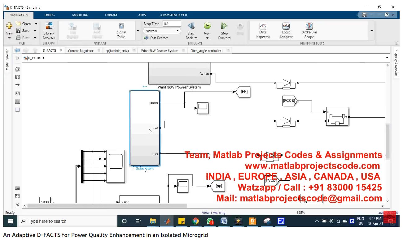 An Adaptive D-Facts For Power Quality Enhancement In An Isolated Microgrid project simulation thumbnail for Renewable Energy Engineering
