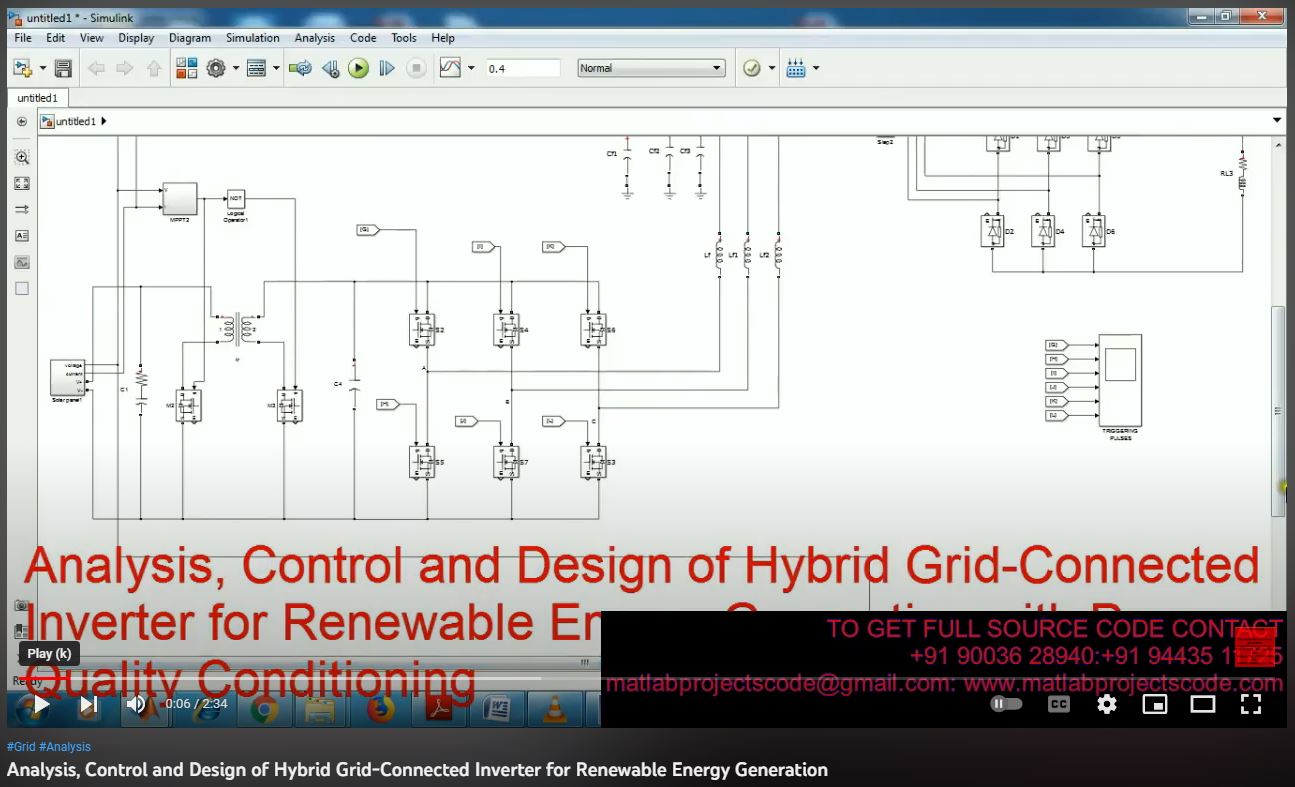Analysis, Control and Design of Hybrid Grid-Connected Inverter for Renewable Energy Generation project simulation thumbnail for Renewable Energy Engineering