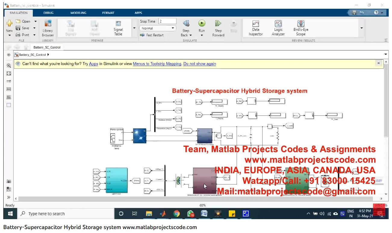 Battery-Supercapacitor Hybrid Storage System project simulation thumbnail for Renewable Energy Engineering