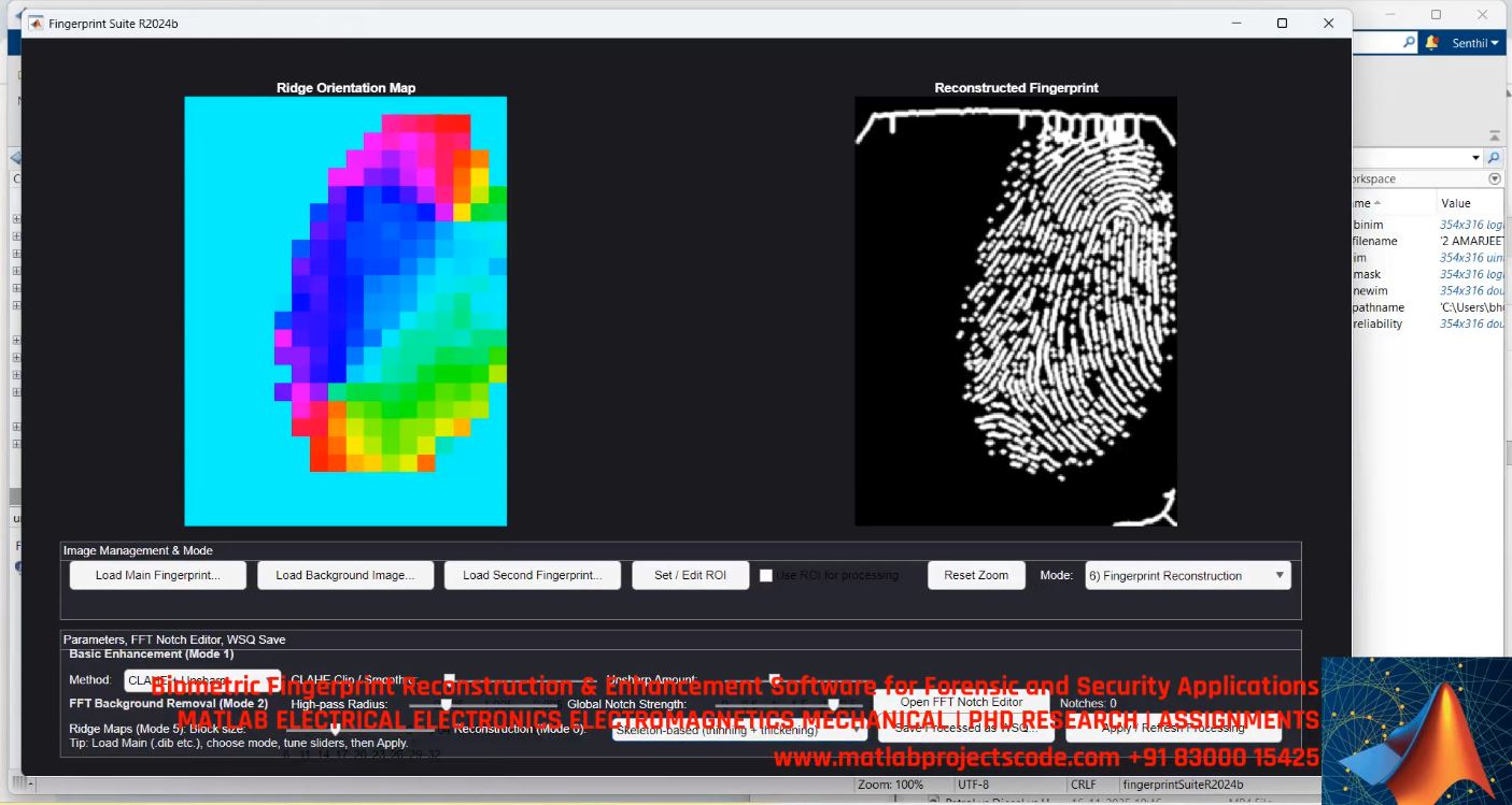 Biometric Fingerprint Reconstruction Enhancement Software For Forensic And Security Applications project simulation thumbnail for Signal Processing and AI Engineering