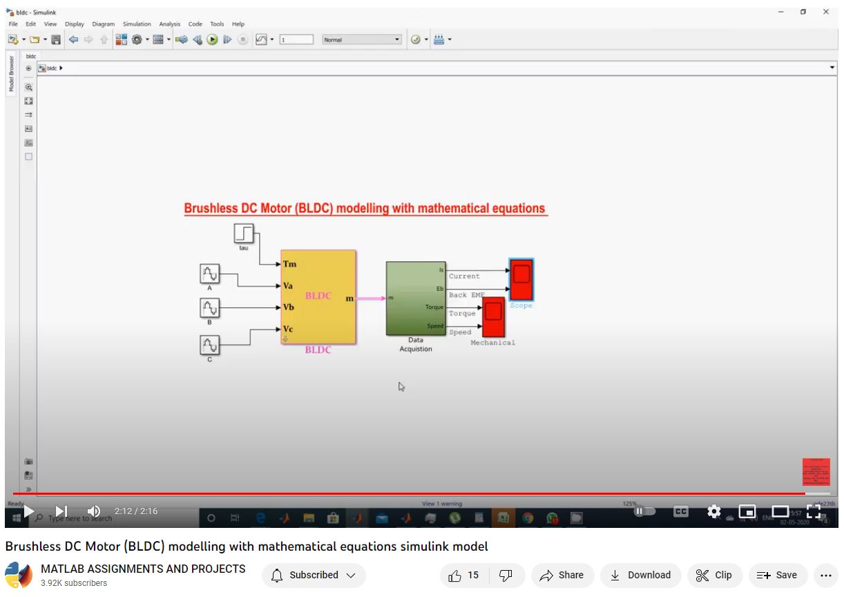 Brushless Dc Motor Bldc Modelling With Mathematical Equations Simulink Model project simulation thumbnail for Mechanical, EV and Mechatronics Engineering