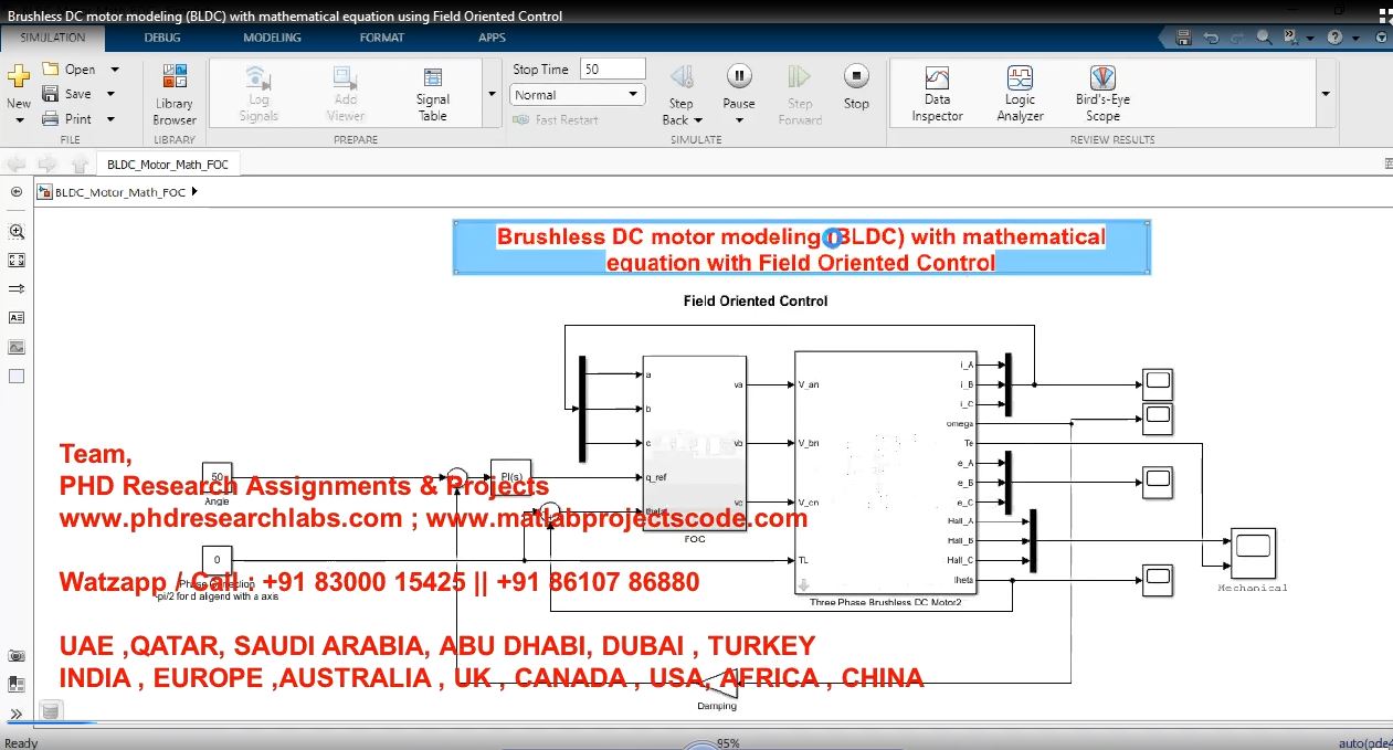 Brushless Dc Motor Modeling Bldc With Mathematical Equation Using Field Oriented Control project simulation thumbnail for Mechanical, EV and Mechatronics Engineering