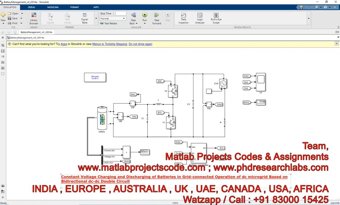Constant Voltage Charging Discharging Of Batteries In Grid-Connected Dc Microgrid Bidirectional Dcdc project simulation thumbnail for Renewable Energy Engineering