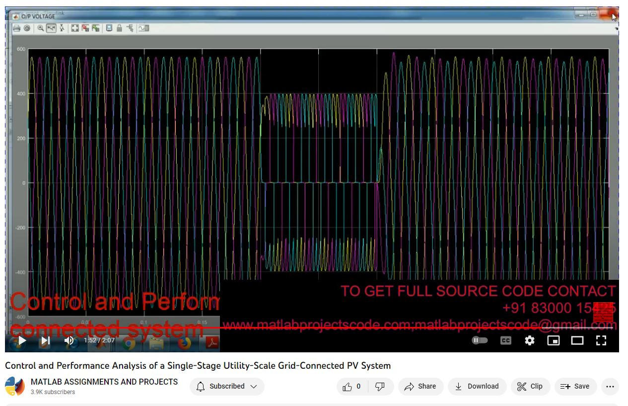 Control And Performance Analysis Of A Single-Stage Utility-Scale Grid-Connected Pv System project simulation thumbnail for Renewable Energy Engineering