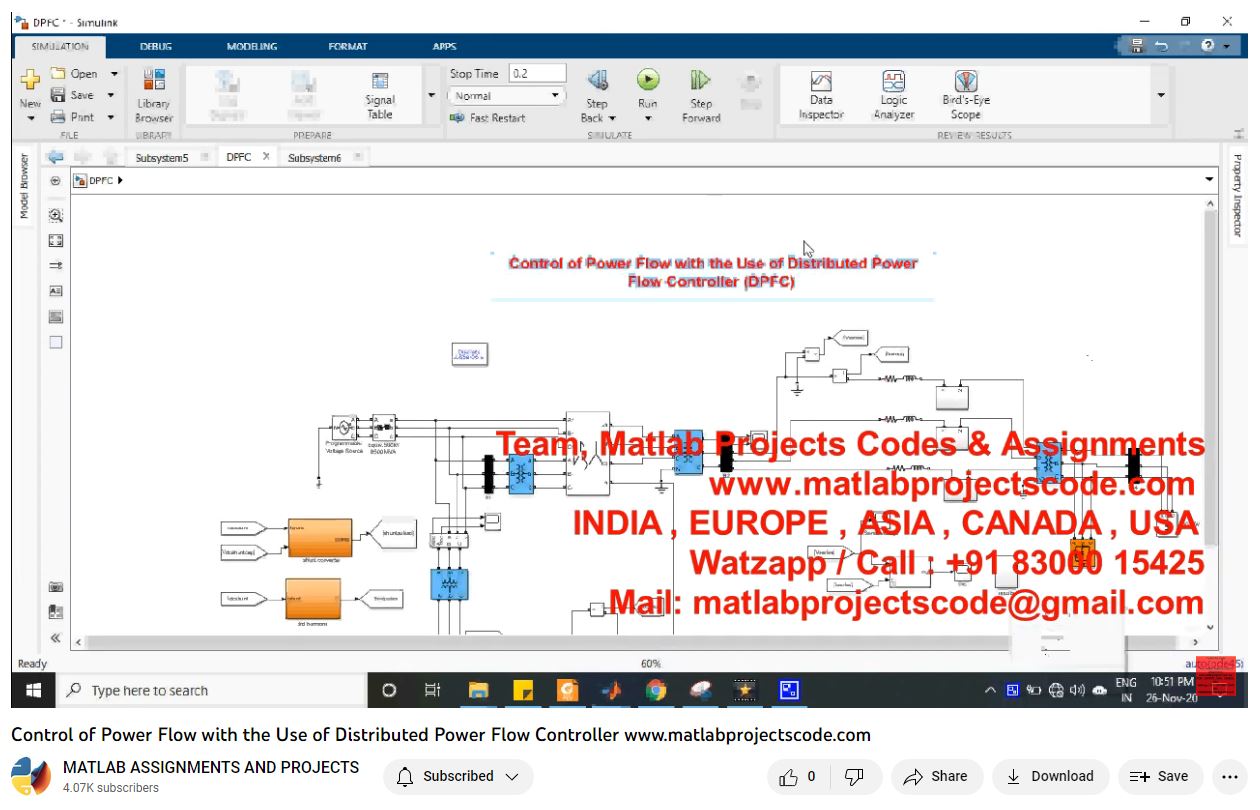 Control Of Power Flow With The Use Of Distributed Power Flow Controller-Matlab Simulink-Electrical Assignments-Projects-Phd Research project simulation thumbnail for Renewable Energy Engineering
