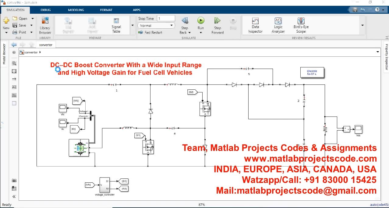 Dc Dc Boost Converter With A Wide Input Range And High Voltage Gain For Fuel Cell Vehicles project simulation thumbnail for Renewable Energy Engineering