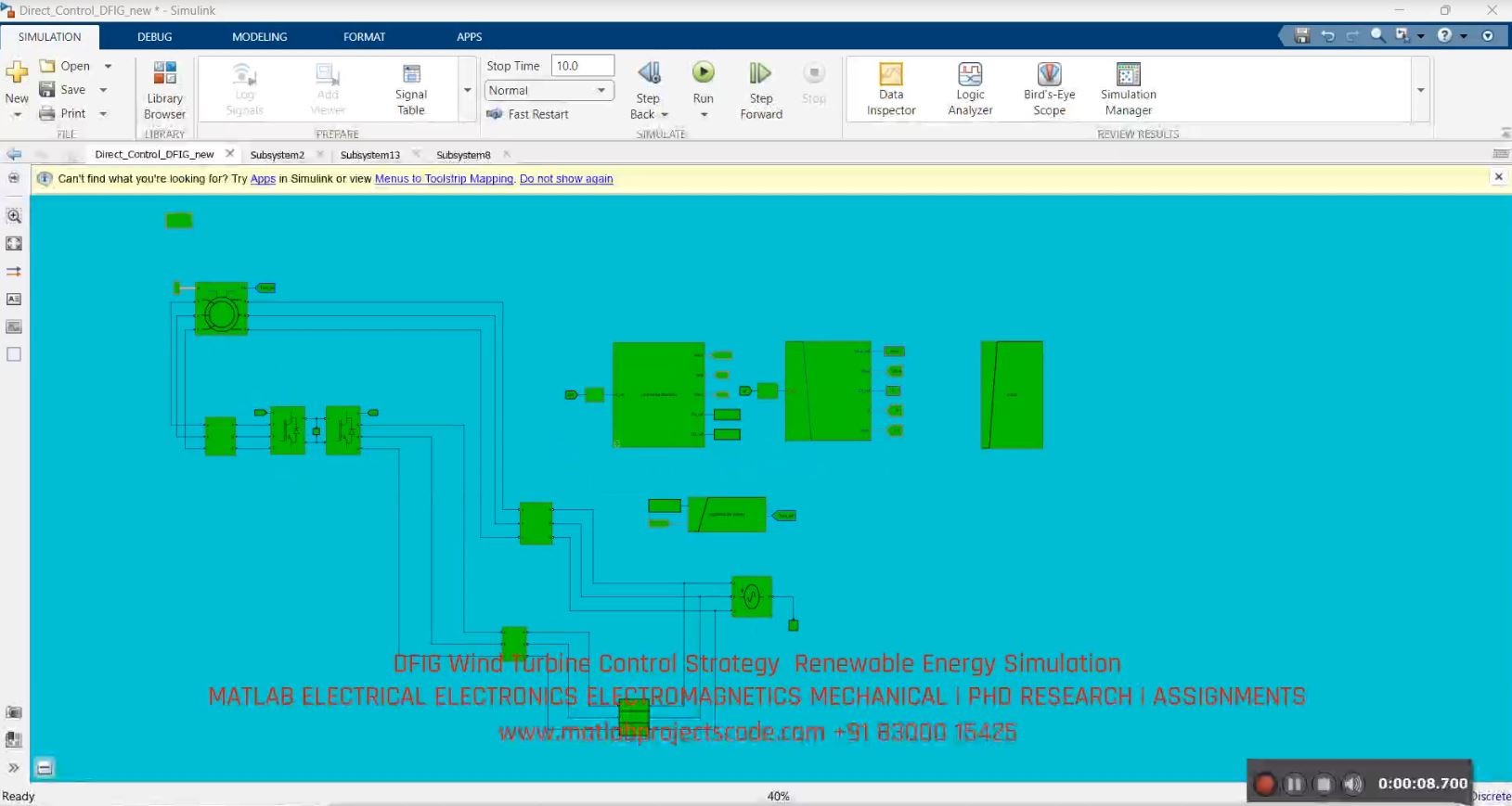 DFIG Wind Turbine Control Strategy Renewable Energy Simulation simulation output thumbnail