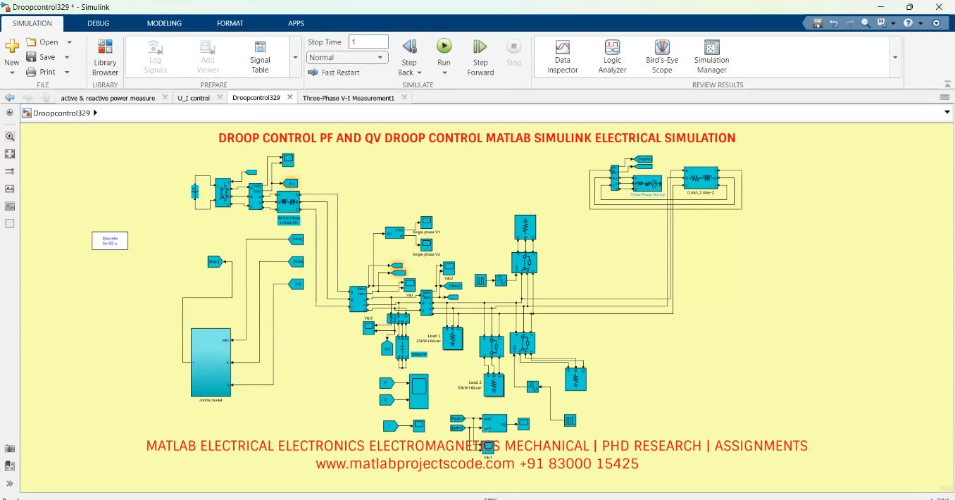 Droop Control Pf And Qv Droop Control Matlab Simulink Electrical Simulation 1 project simulation thumbnail for Control Systems Engineering