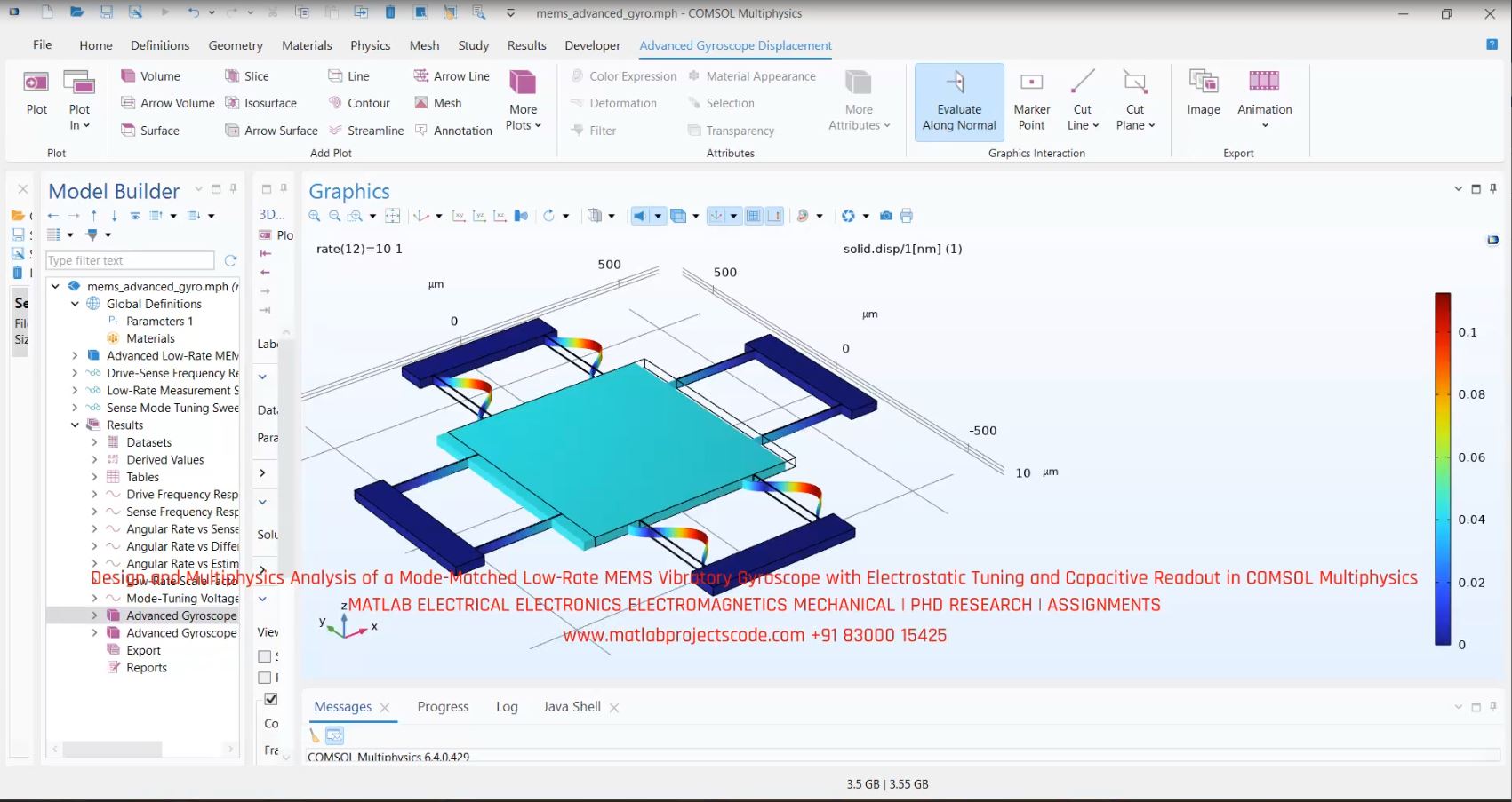 Design and Multiphysics Analysis of a Mode-Matched Low-Rate MEMS Vibratory Gyroscope with Electrostatic Tuning and Capacitive Readout in COMSOL Multiphysics project thumbnail image