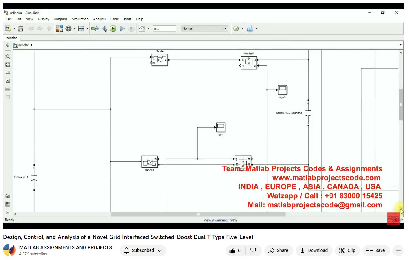 Design Control And Analysis Of A Novel Grid Interfaced Switched-Boost Dual T-Type Five-Level-Matlab Simulink-Electrical Assignments-Projects-Phd Research project simulation thumbnail for Power Electronics Engineering