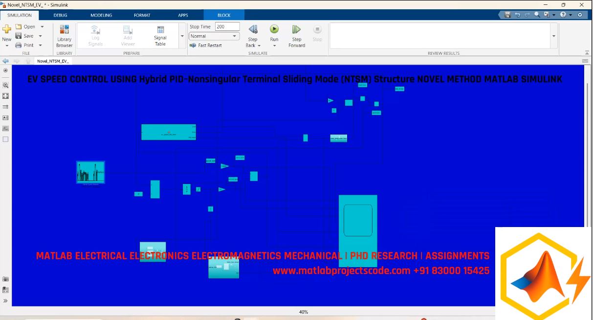 Ev Speed Control Using Hybrid Pid Nonsingular Terminal Sliding Mode Ntsm Structure Novel Method Matlab Simulink project simulation thumbnail for Mechanical, EV and Mechatronics Engineering