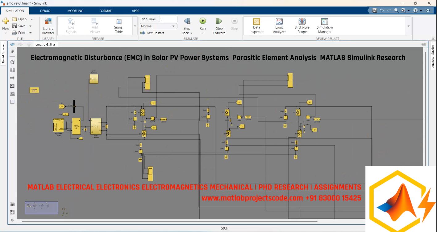 Electromagnetic Disturbance Emc In Solar Pv Power Systems Parasitic Element Analysis Matlab Simulink Research project simulation thumbnail for Renewable Energy Engineering