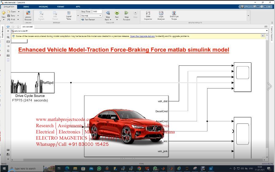 Enhanced Vehicle Model-Traction Force-Braking Force Matlab Simulink Model project simulation thumbnail for Mechanical, EV and Mechatronics Engineering