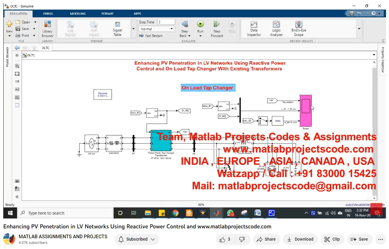Enhancing Pv Penetration In Lv Networks Using Reactive Power Control-Matlab Simulink-Electrical Assignments-Projects-Phd Research project simulation thumbnail for Renewable Energy Engineering