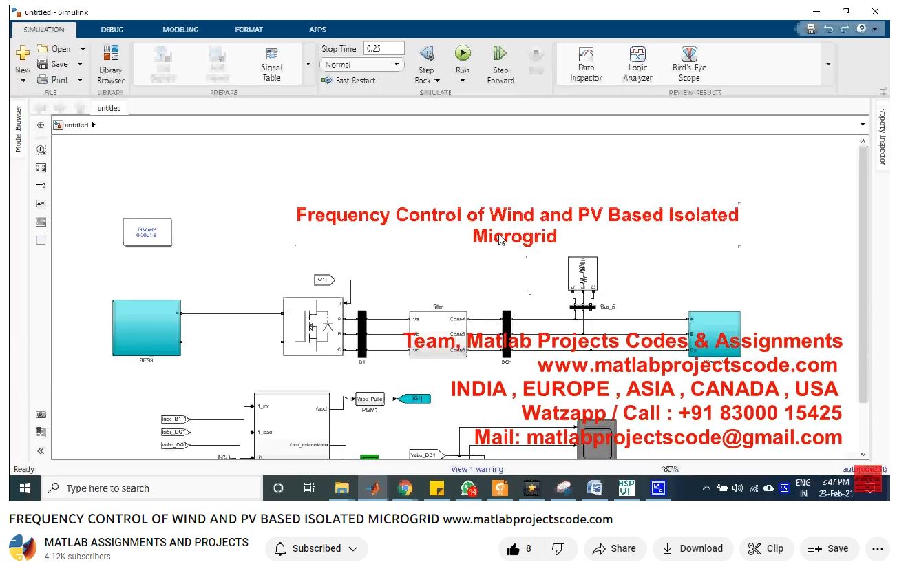 Frequency Control Of Wind And Pv Based Isolated Microgrid project simulation thumbnail for Renewable Energy Engineering