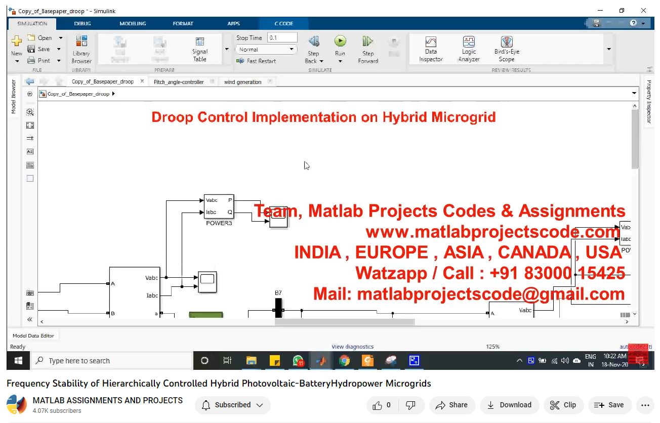 Frequency Stability Of Hierarchically Controlled Hybrid Photovoltaic-Batteryhydropower Microgrids-Matlab Simulink-Electrical Assignments-Projects-Phd Research project simulation thumbnail for Renewable Energy Engineering