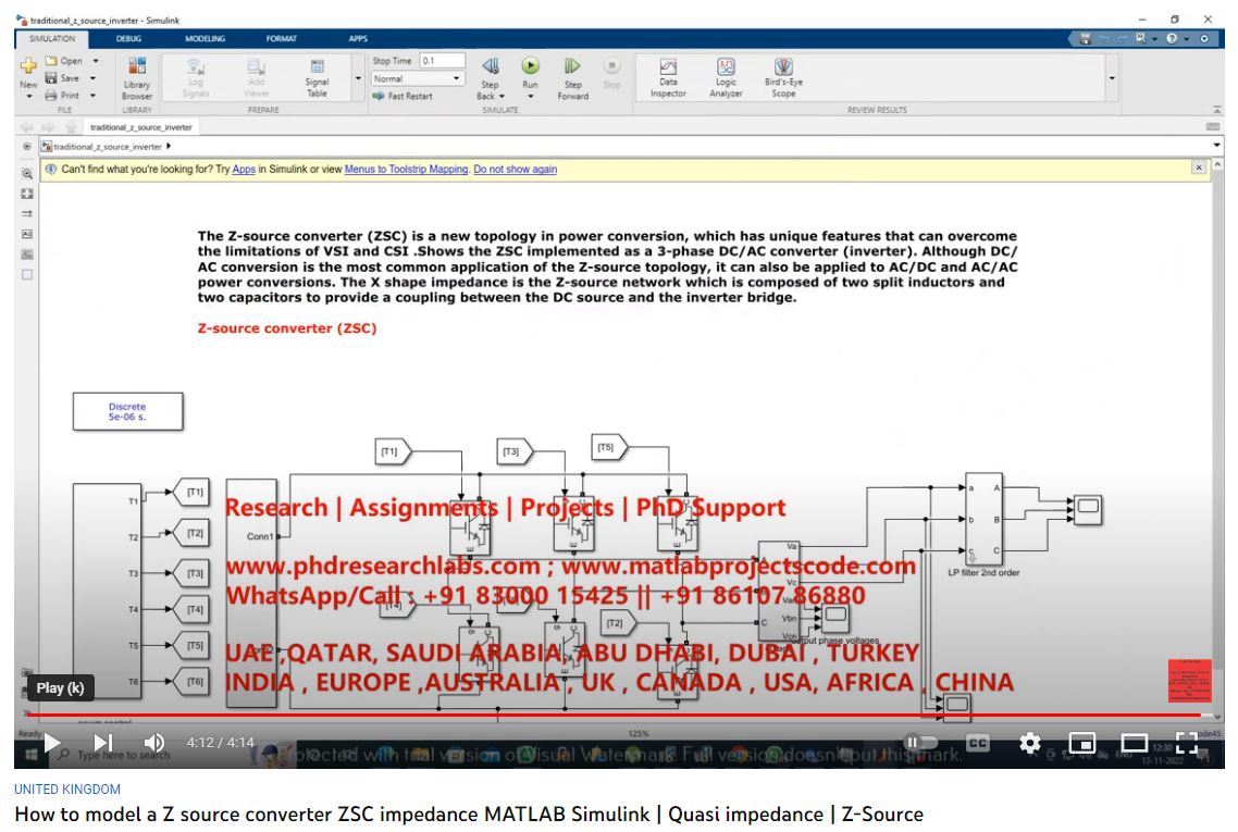 How to Model a Z-Source Converter (ZSC) Impedance MATLAB SIMULINK project simulation thumbnail for Power Electronics Engineering