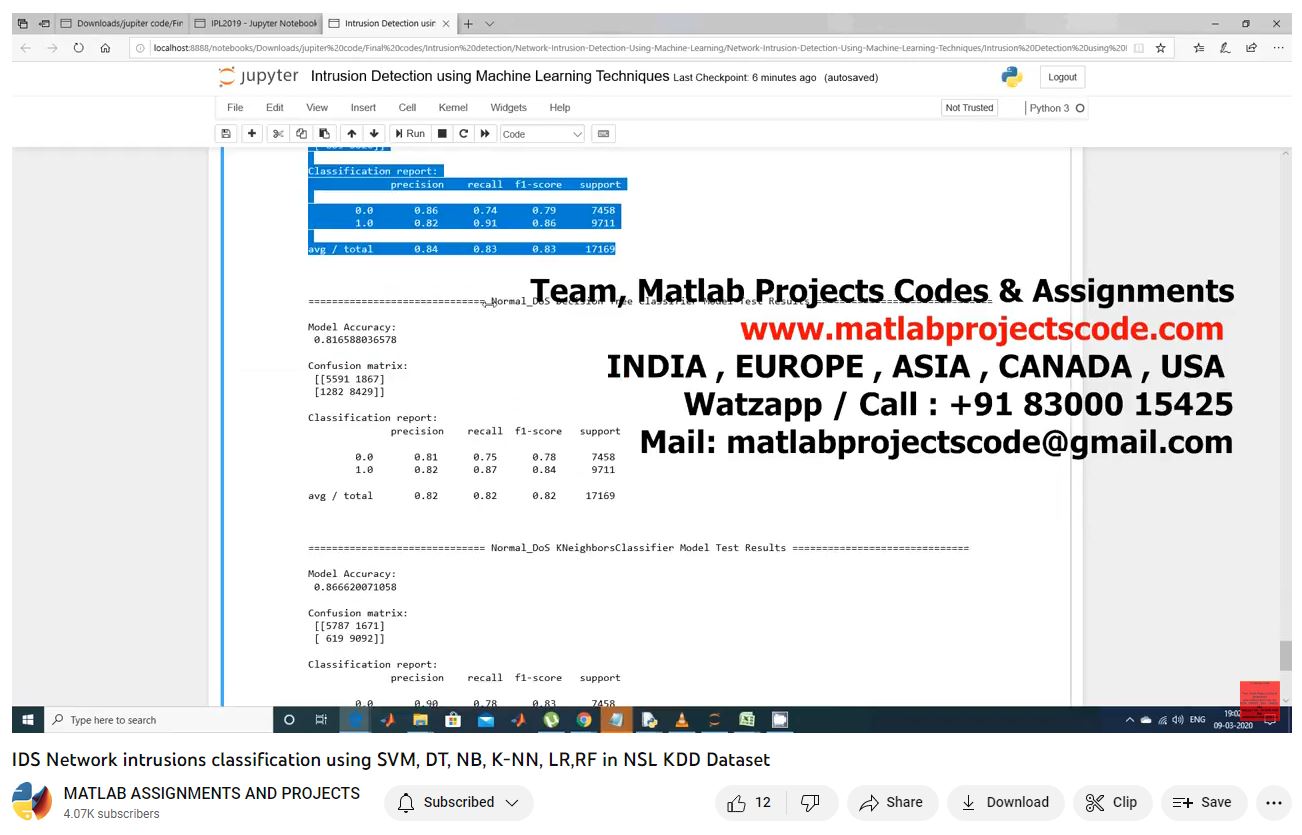Ids Network Intrusions Classification Using Svm Dt Nb K-Nn Lr Rf In Nsl Kdd Dataset-Matlab Simulink-Electrical Assignments-Projects-Phd Research project simulation thumbnail for Signal Processing and AI Engineering