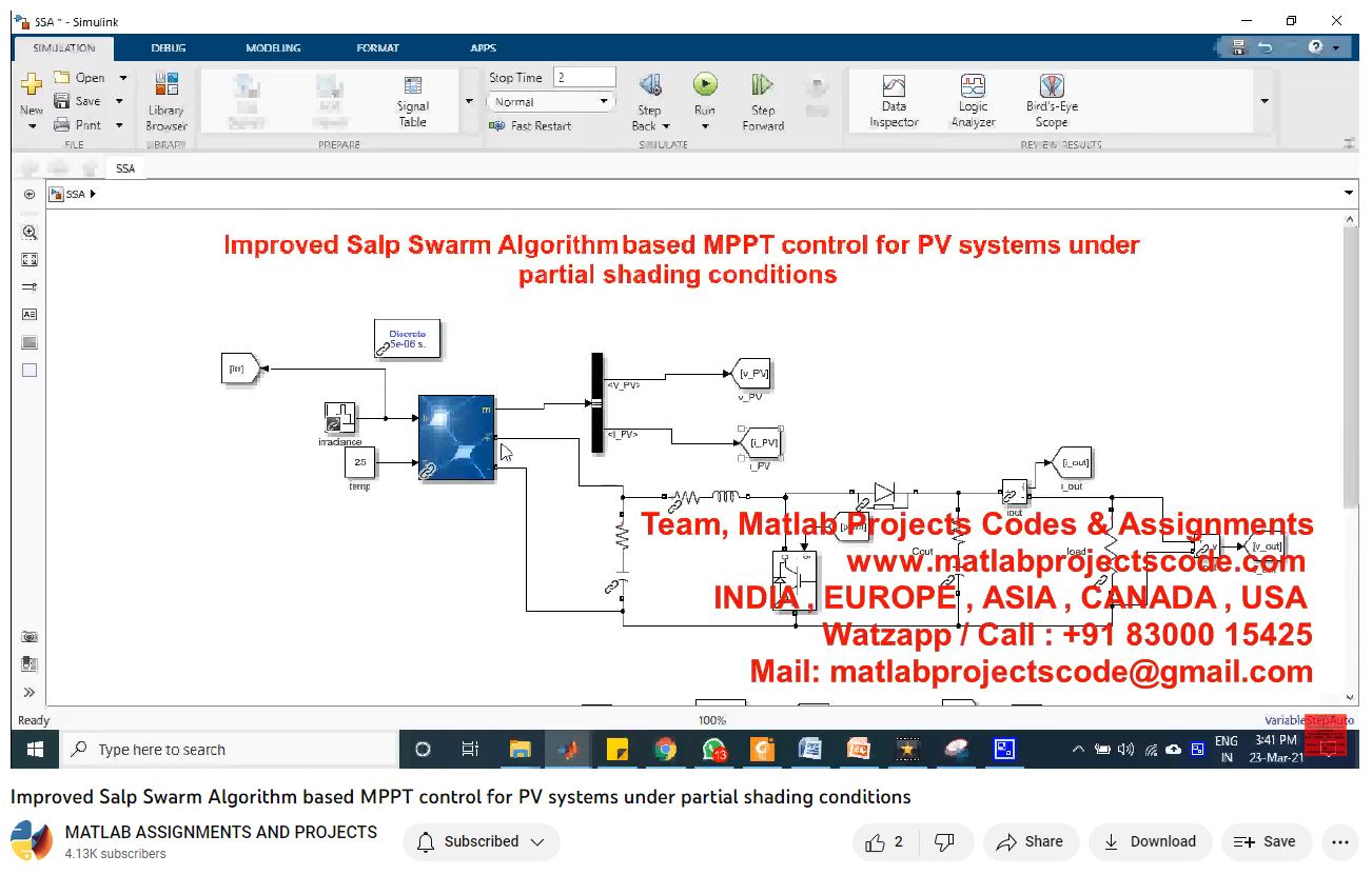 Improved Salp Swarm Algorithm Based Mppt Control For Pv Systems Under Partial Shading Conditions project simulation thumbnail for Renewable Energy Engineering