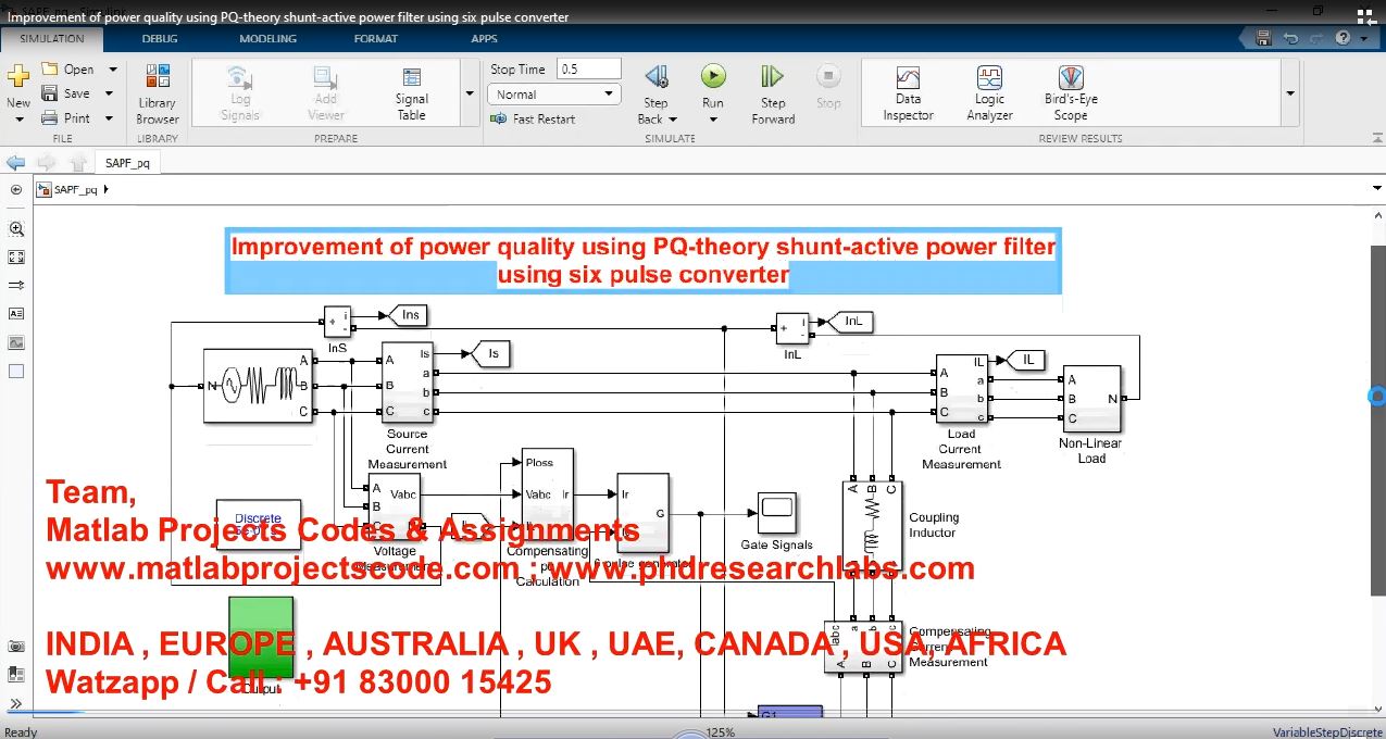 Improvement Of Power Quality Using Pq-Theory Shunt-Active Power Filter Using Six Pulse Converter project simulation thumbnail for Renewable Energy Engineering