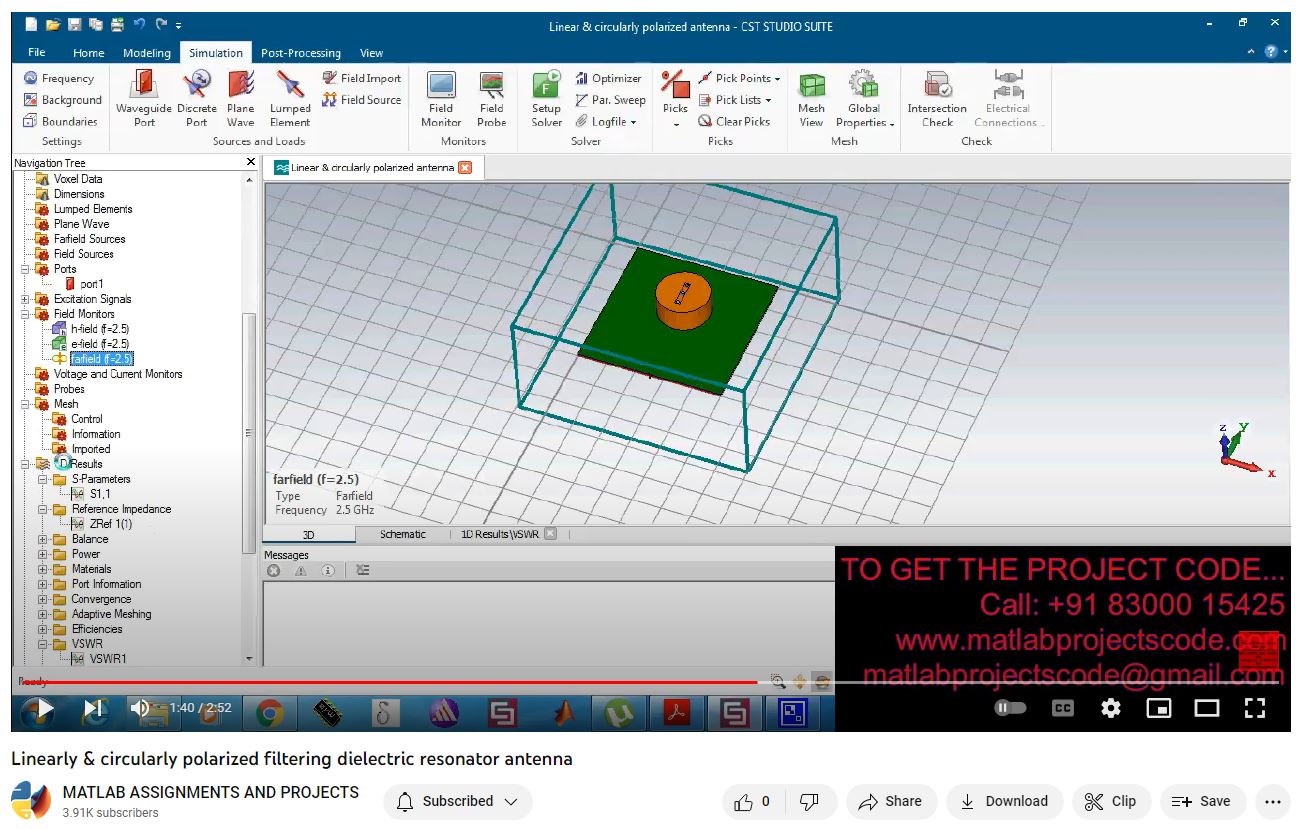 Linearly Circularly Polarized Filtering Dielectric Resonator Antenna project simulation thumbnail for Electromagnetics and RF Engineering