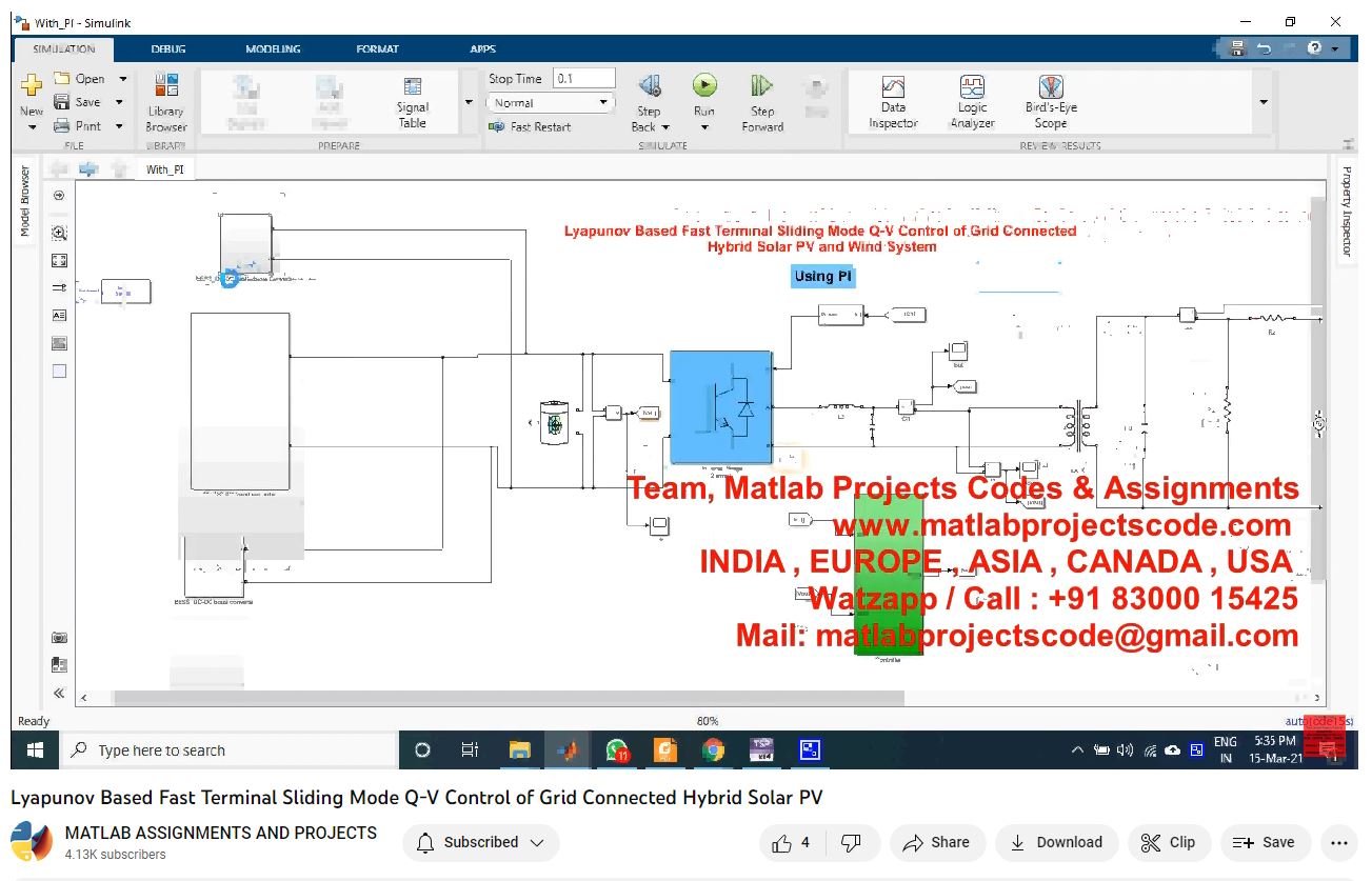 Lyapunov Based Fast Terminal Sliding Mode Q-V Control Of Grid Connected Hybrid Solar Pv project simulation thumbnail for Renewable Energy Engineering