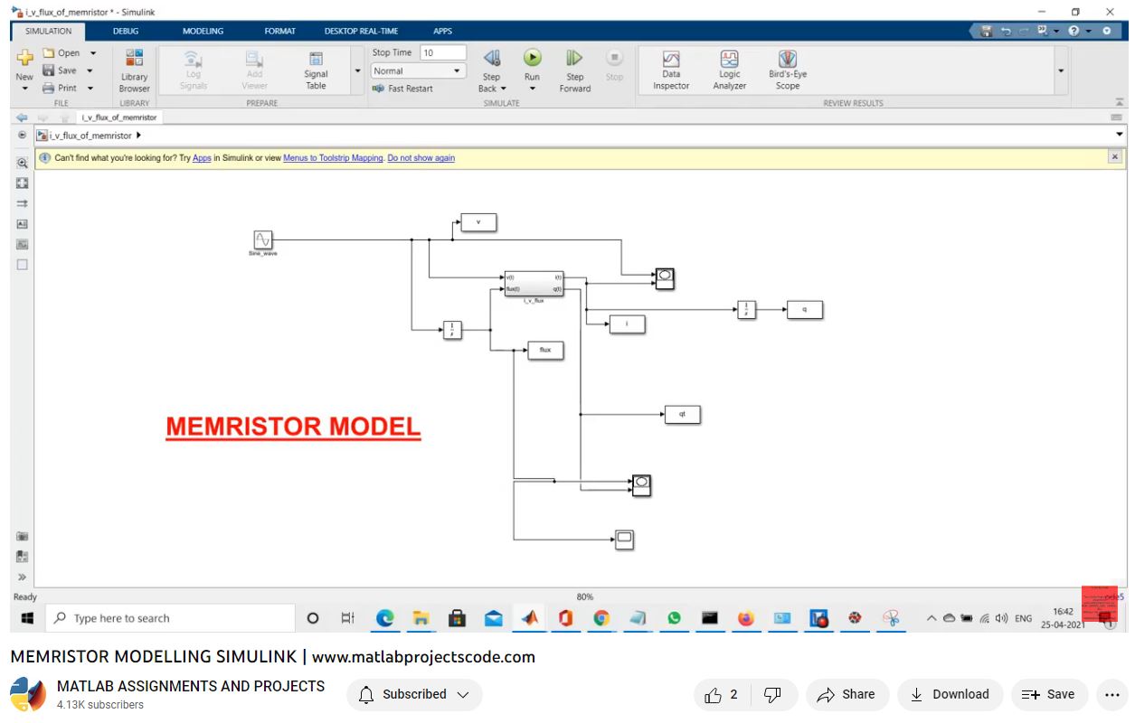Memristor Modelling Simulink project simulation thumbnail for Signal Processing and AI Engineering