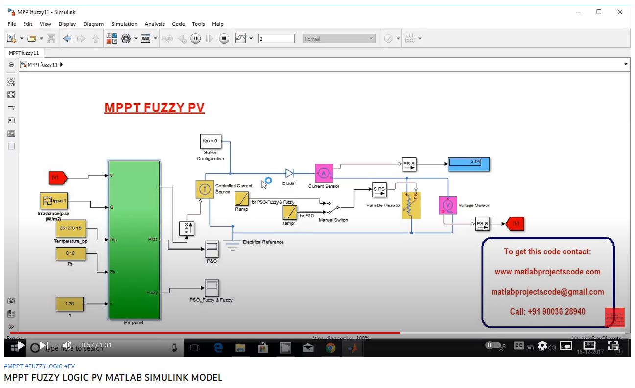 MPPT FUZZY LOGIC PV MATLAB SIMULINK MODEL project simulation thumbnail for Renewable Energy Engineering