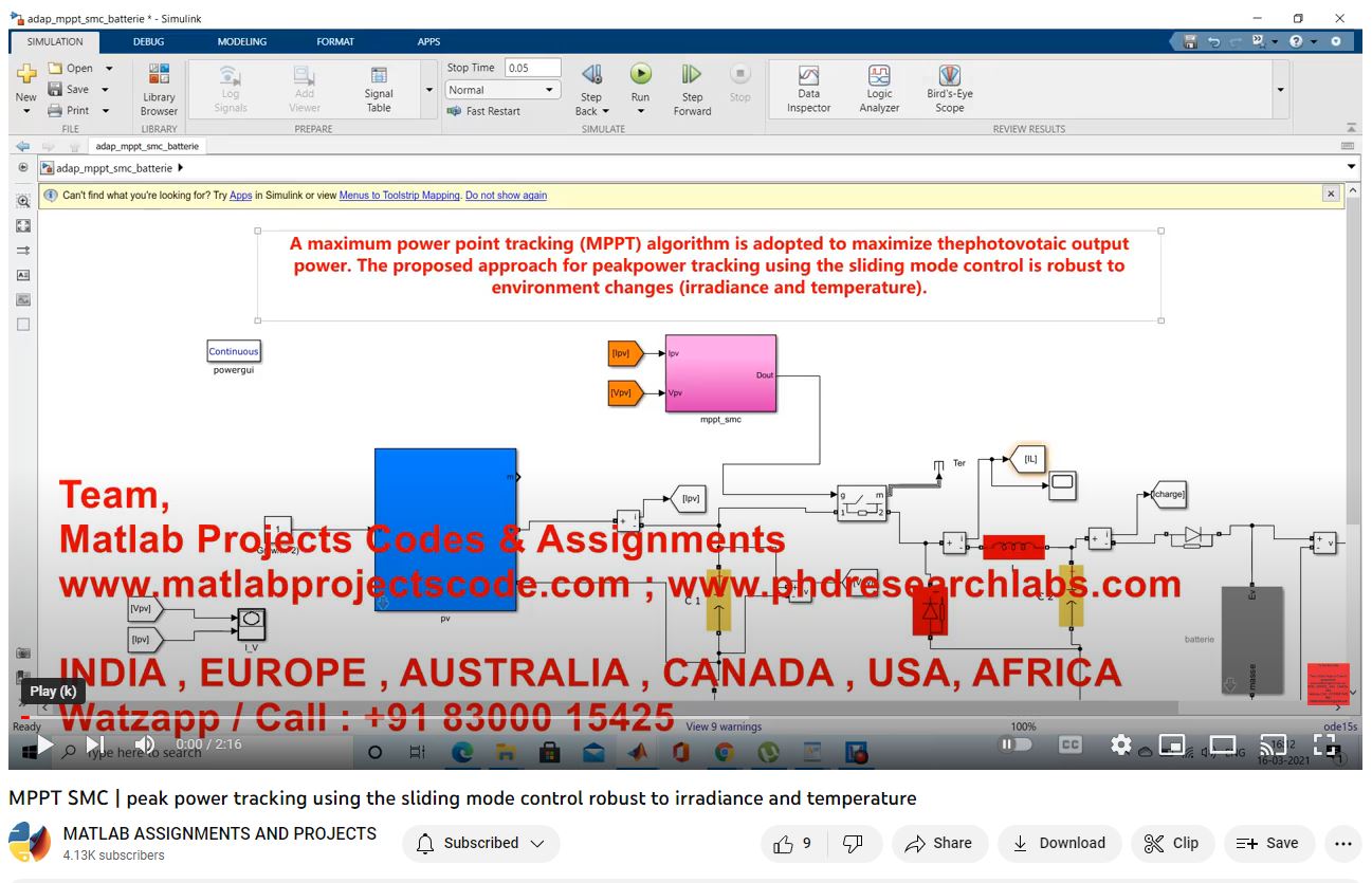 Mppt Smc _ Peak Power Tracking Using The Sliding Mode Control Robust To Irradiance And Temperature project simulation thumbnail for Renewable Energy Engineering