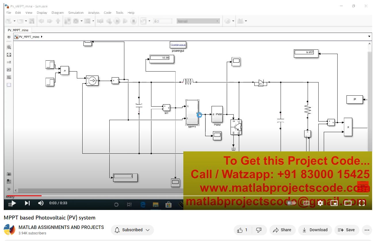 Mppt Based Photovoltaic Pv System project simulation thumbnail for Renewable Energy Engineering