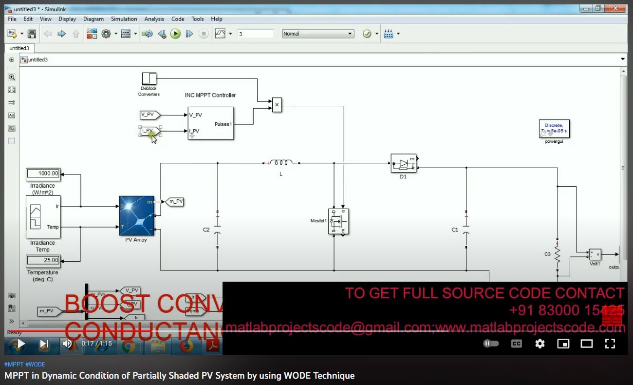 MPPT in Dynamic Condition of Partially Shaded PV System by using WODE Technique project simulation thumbnail for Renewable Energy Engineering