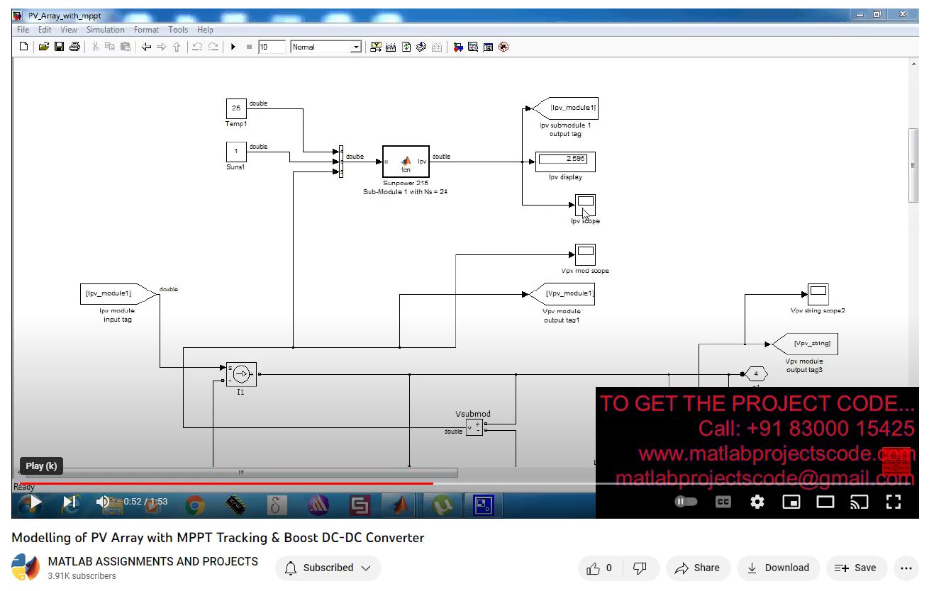 Modelling Of Pv Array With Mppt Tracking Boost Dc-Dc Converter project simulation thumbnail for Electromagnetics and RF Engineering