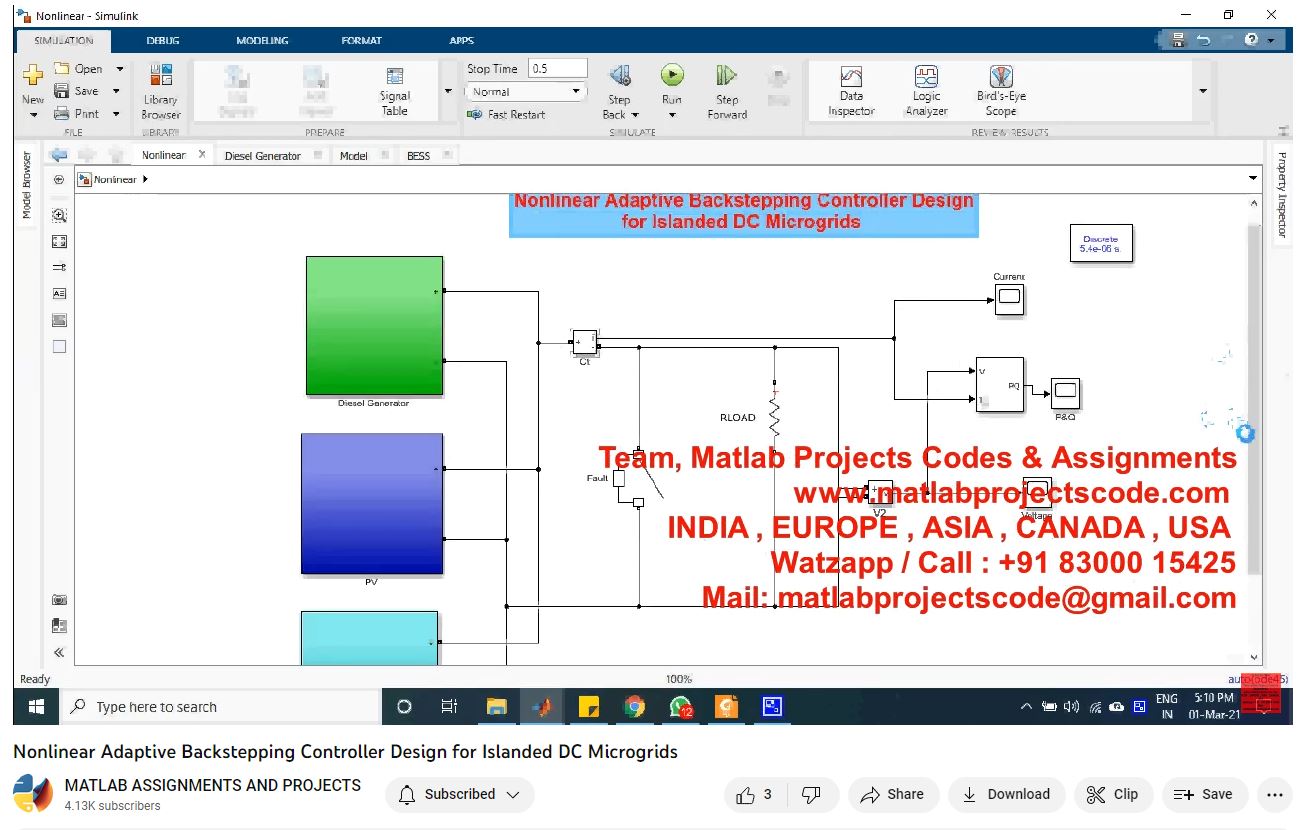 Nonlinear Adaptive Backstepping Controller Design For Islanded Dc Microgrids project simulation thumbnail for Renewable Energy Engineering