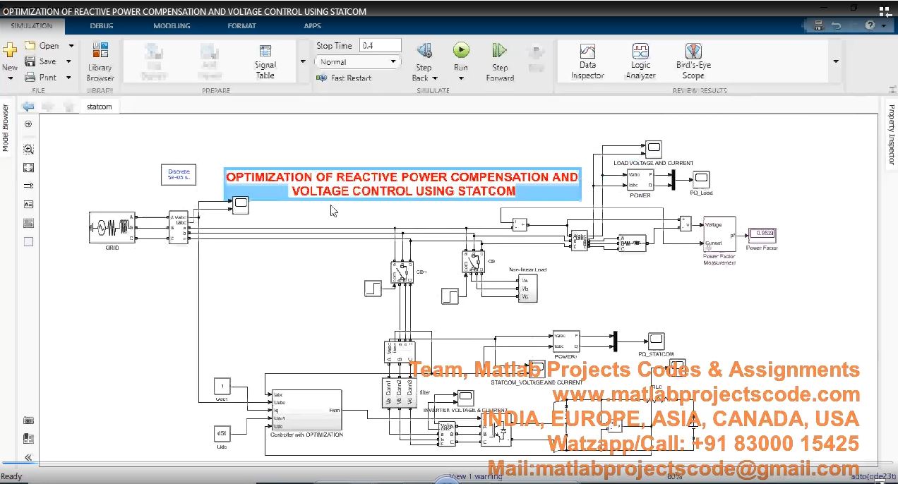 Optimization Of Reactive Power Compensation And Voltage Control Using Statcom project simulation thumbnail for Renewable Energy Engineering