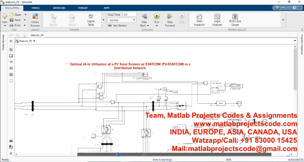Optimal 24-Hr Utilization Of A Pv Solar System As Statcom Pv-Statcom In A Distribution Network project simulation thumbnail for Renewable Energy Engineering