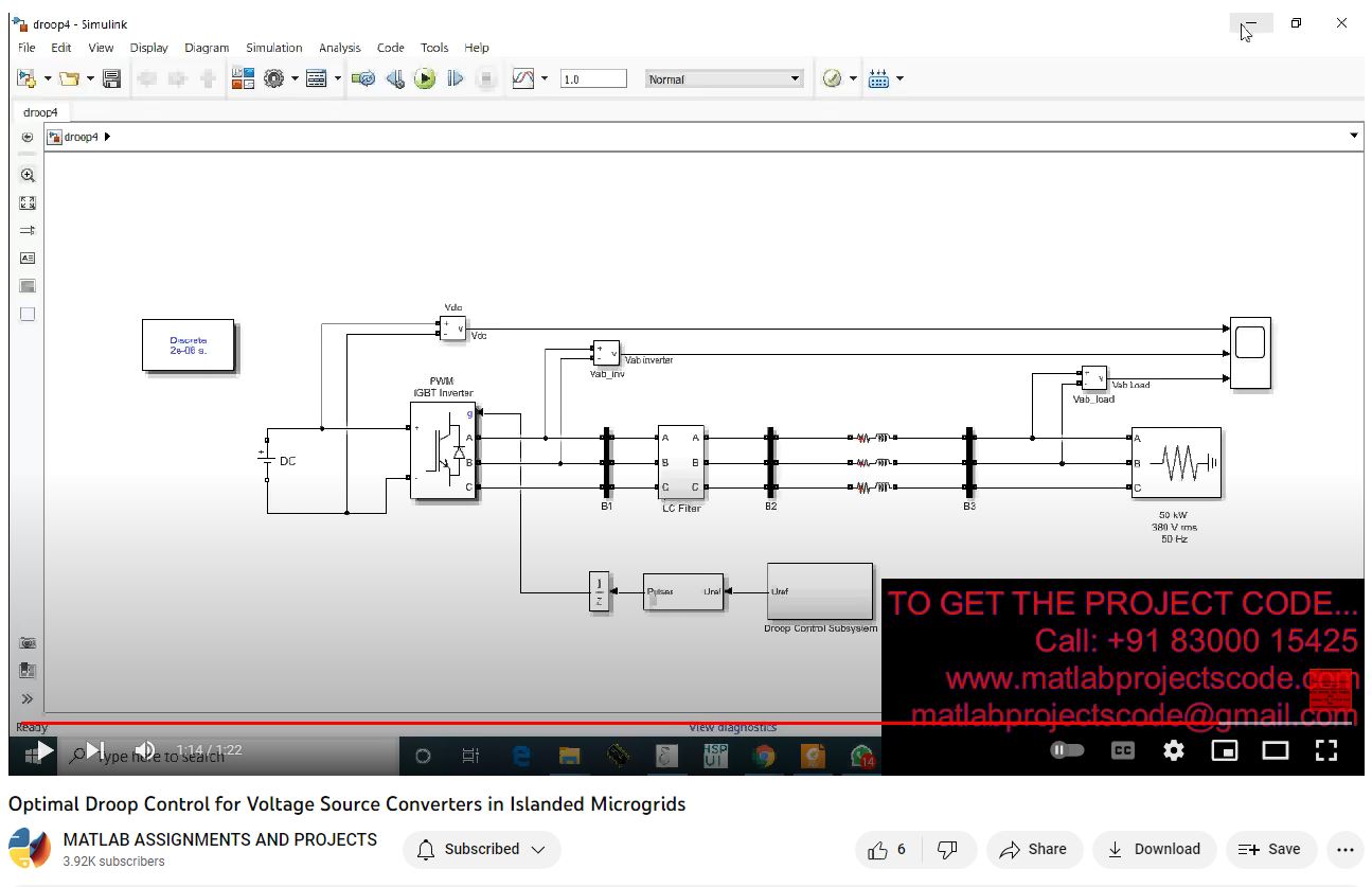 Optimal Droop Control For Voltage Source Converters In Islanded Microgrids project simulation thumbnail for Renewable Energy Engineering