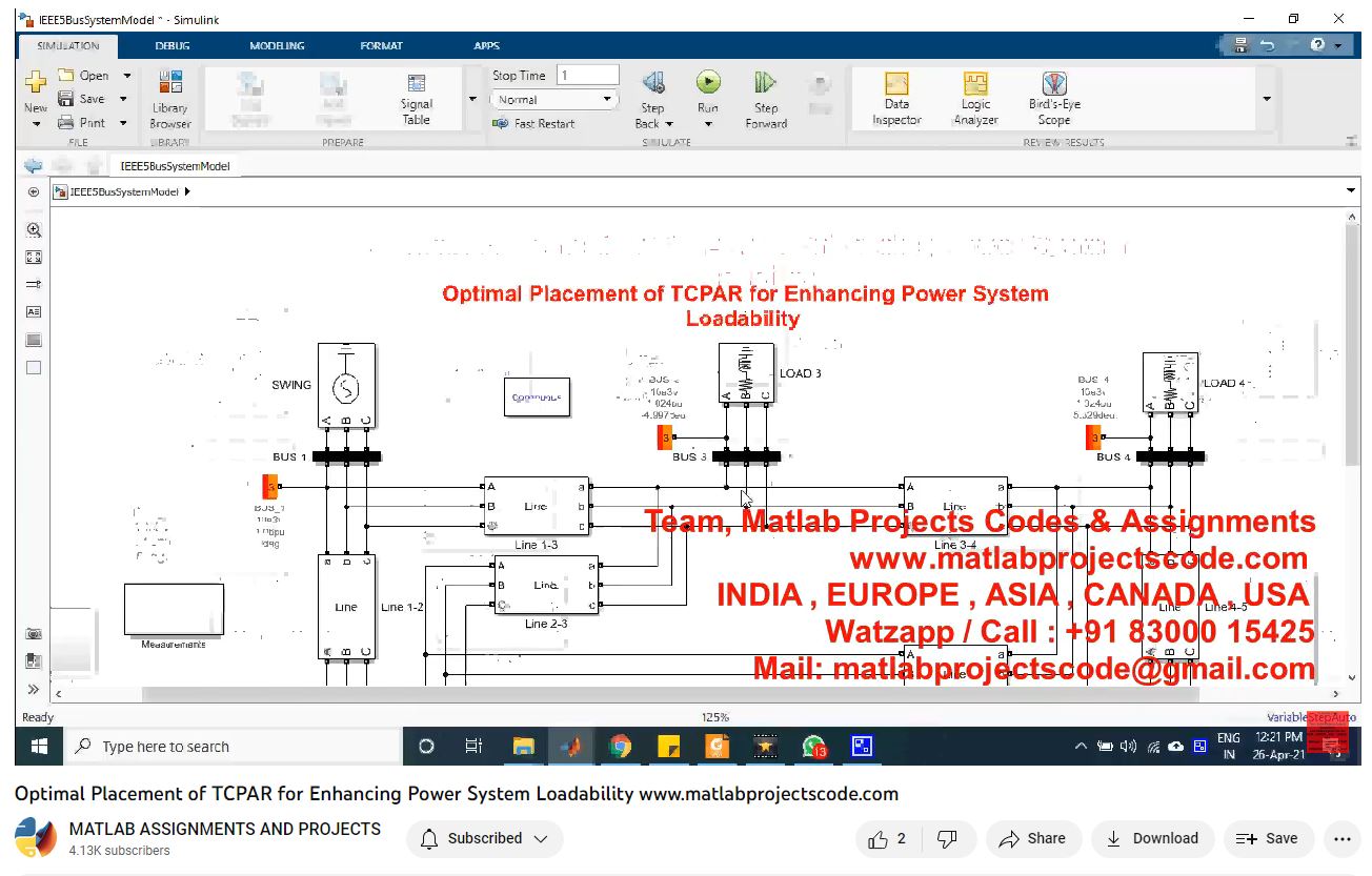Optimal Placement Of Tcpar For Enhancing Power System Loadability project simulation thumbnail for Renewable Energy Engineering