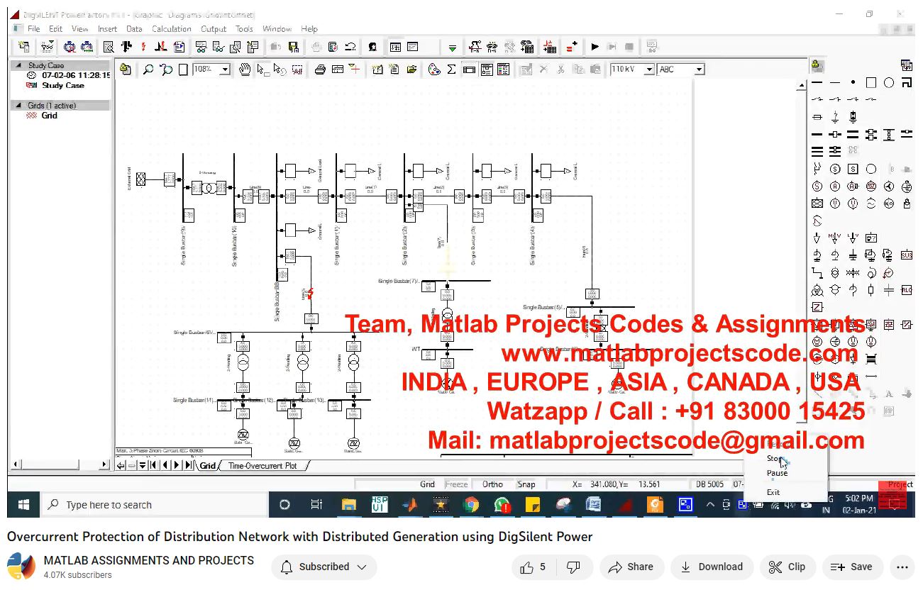 Overcurrent Protection Of Distribution Network With Distributed Generation Using Digsilent Power-Matlab Simulink-Electrical Assignments-Projects-Phd Research project simulation thumbnail for Renewable Energy Engineering