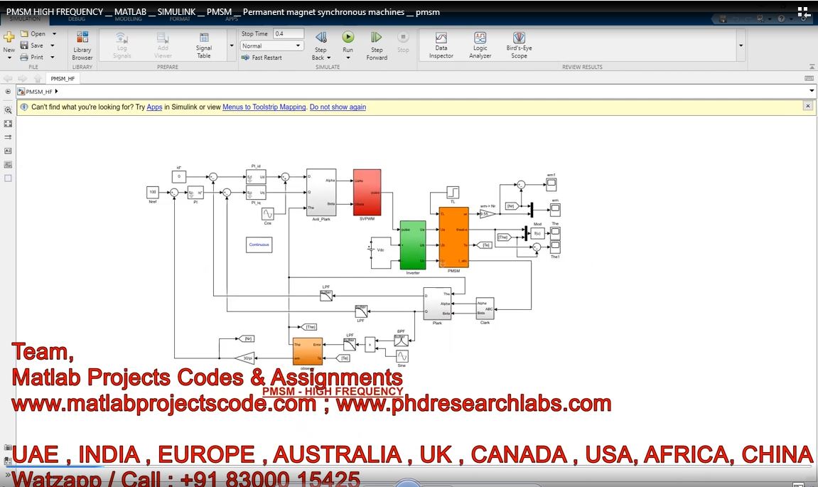 Pmsm High Frequency __ Matlab __ Simulink __ Pmsm __ Permanent Magnet Synchronous Machines __ Pmsm project simulation thumbnail for Mechanical, EV and Mechatronics Engineering