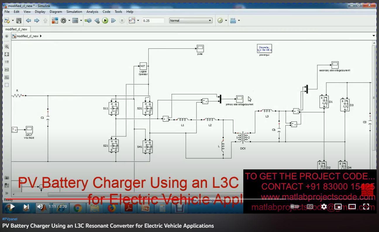 PV Battery Charger using an L3C Resonant Converter for Electric Vehicle Applications project simulation thumbnail for Renewable Energy Engineering