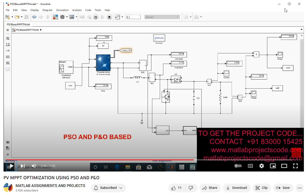 Pv Mppt Optimization Using Pso And P O project simulation thumbnail for Renewable Energy Engineering