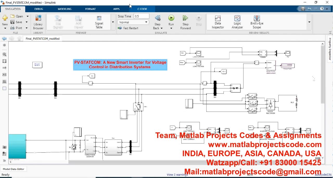 Pv-Statcom_A New Smart Inverter For Voltage Control In Distribution Systems project simulation thumbnail for Renewable Energy Engineering