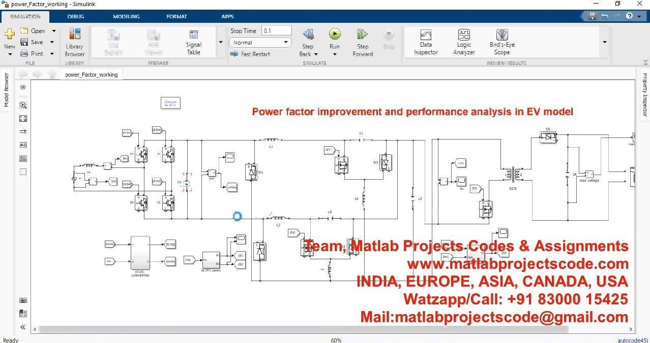 Power Factor Improvement And Performance Analysis In Ev Model project simulation thumbnail for Renewable Energy Engineering