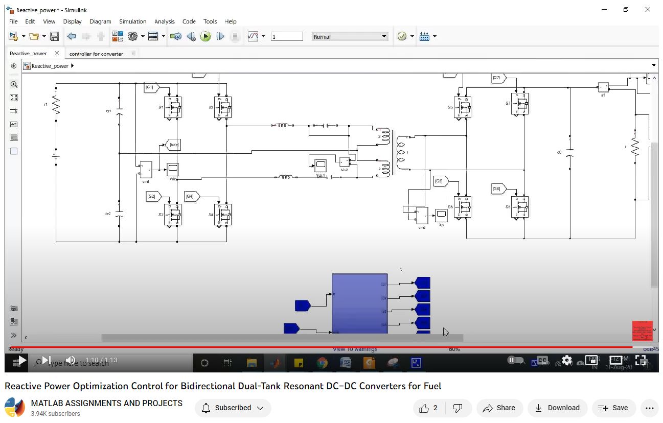 Reactive Power Optimization Control For Bidirectional Dual-Tank Resonant Dc Dc Converters For Fuel project simulation thumbnail for Renewable Energy Engineering